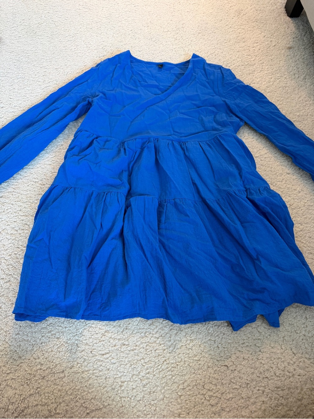 Long Sleeve Tiered Dress - Blue